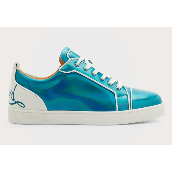 Christian Louboutin Mens Fun Louis Junior Flat Psychic Blue Low Sneaker 48 15 - Picture 1 of 12